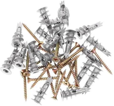 GETAJGHSD 20sets Tasselli Vite Per Cartongesso e Viti Autoperforanti Kit Di Fissaggio Per Pareti Cave e Porte Cave Adatto Cartongesso e Materiale Resistente in Lega Di Zinco e Ferro