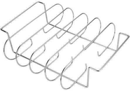 Grille de cuisson avec 4 emplacements, support de rôtissage en acier pour côtes, poulet, dinde, 25,9 x 31,5 x 7,1 cm
