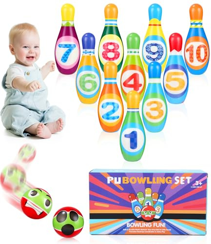 Lot de 12 bowling pour enfants, avec bowling et sac de transport, jouets de lancer de boîte, mini jouets d'intérieur et d'extérieur, à partir de 2, 3, 4, 5, 6 ans, garçons et filles, jeux de plein air
