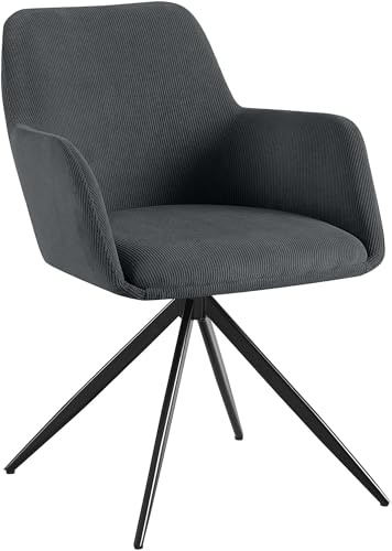 Chaise de Salle à Manger Olema CLP, Chaise Rembourrée Modern Style, Pivotante 180°, Noir