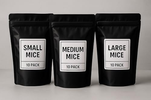 Frozen Mixed Mice 30-Pack (Small, Medium & Large) | Premium Whole Prey Variety for Snakes, Reptiles & Birds of Prey | Clean, Humanely Sourced Feeder Mice | Reptile Food Pack