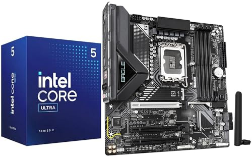 Micro Center CPU Motherboard Combo DDR5 mATX lga1851 mobo Processor Bundle | Intel Core Ultra5 225F Desktop processor, GIGABYTE B860M Eagle Plus WIFI6E Motherboard