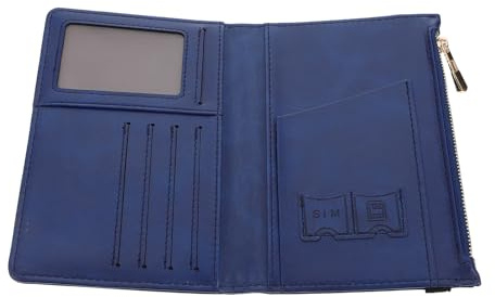 LIOOBO Passport Cover Rfid Blocking Cardholder Travel Document Protector Pu Leather Wallet for Men Women Blue Short Style