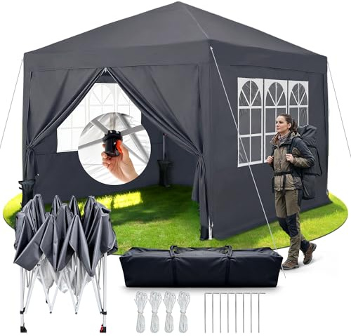 RidgeRover 3x3 Plegable Gazebo, Carpas para Exteriores con 4 Paredes Laterales, Carpas Camping, Impermeable & Altura Ajustable – Ideal como Tienda de Fiesta, Camping