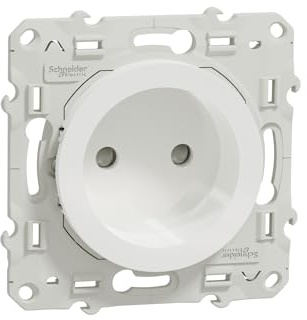 Schneider Electric - Odace, prise de courant 2P Blanc, à vis, connexion rapide - S520033