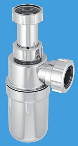 McAlpine A10AR-CP Chrome Plated Plastic Resealing Adjustable Inlet Bottle Trap-1.25 inch