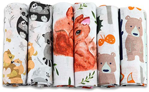 FENSILO - Mullwindeln - Mulltücher - 6er Pack 70x80 cm - Stoffwindeln, Made IN EU, schadstoffgeprüft -Spucktücher Baby für Jungen und Mädchen– Baby Mullwindeln