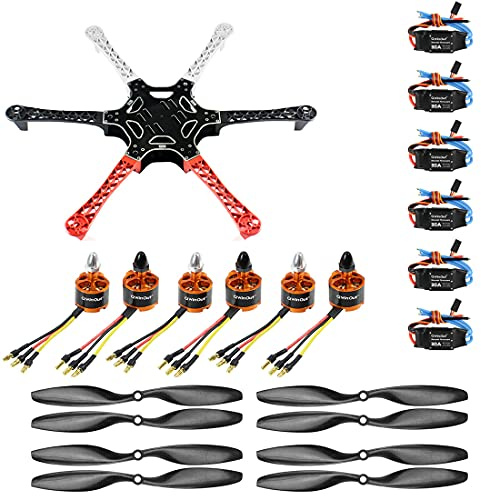 QWinOut F550 6-Axle DIY Drone Frame Kit 550mm Hexacopter Unassembled RC Simonk 30A ESC + 920KV Motor + 1045 Propeller