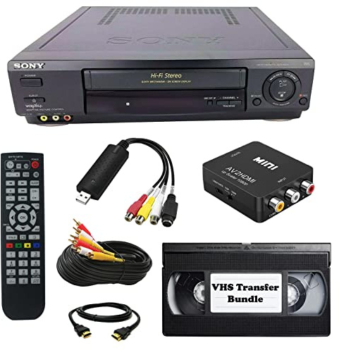 VCR VHS Transfer Bundle for Digitizing VHS Tapes and Converting to DVD w/USB Adapter and Cables