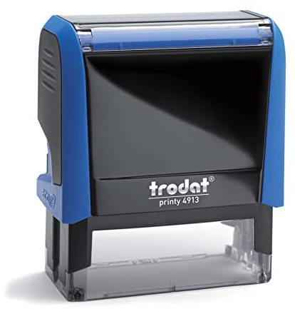 Trodat Printy Line 4913 (Bleu, Large 57x21 mm) Tampon encreur professionnel personnalisé, auto-encreur, tampon d'entreprise, tampon d'adresse