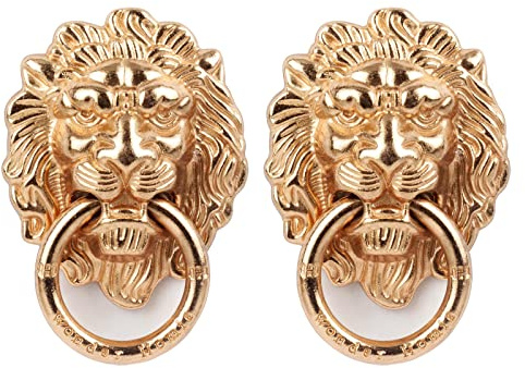 [2-pack] Lejonhuvud mobiltelefon ringhållare stativ, fingerring ställ med polerat metalltelefongrepp, smartphone-tillbehör (guld)