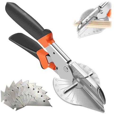 Tkxjry Forbici ad Angolo Multifunzione 45-135°, Forbici per Mitra Regolabile, per Taglierina Angolare Regolabile con Impugnature Ergonomiche, con 10 Lame di Ricambio
