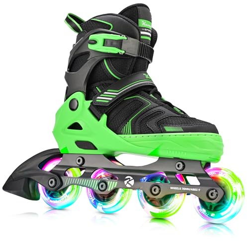 Kuxuan Skates Verstellbare Inline-Skates für Jungen Mädchen Kinder mit Leuchträdern, Teenager-Skates für Anfängerinnen Frauen