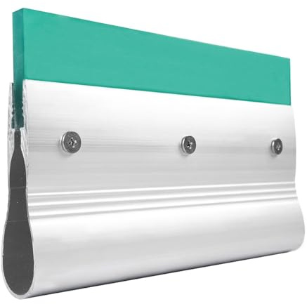 Hoite Raspador de tinta cuadrado de 20 cm con mango de aluminio para serigrafía, 75 durómetros, de goma, color verde, para aplicaciones manuales con máquinas gráficas y textiles.