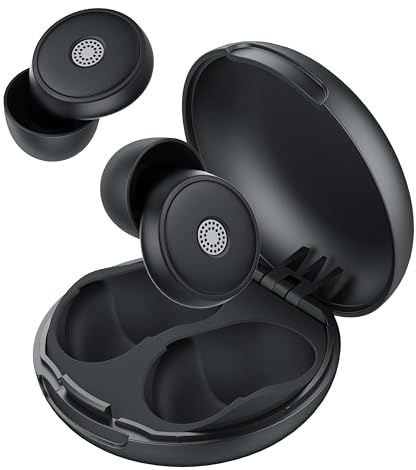 Tapones Oídos Ruido Dormir -45 dB, Tapones de silicona blandos y reutilizables con 8 tapones y bolsa de transporte, para dormir, conciertos, trabajar, estudiar, viajar (Negro)