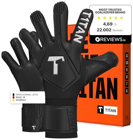 T1TAN Legend Black-Out Professionnels Gants de Gardien de But pour entraînement et matchs, Enfants et Adultes, Latex, Taille 8
