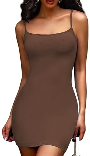 Joyshaper Women Sleeveless Bodycon Dresses Mini Dress Summer Ladies Slips | Spaghetti Straps Cami Tight Short Sundress Sexy Lounge Dress