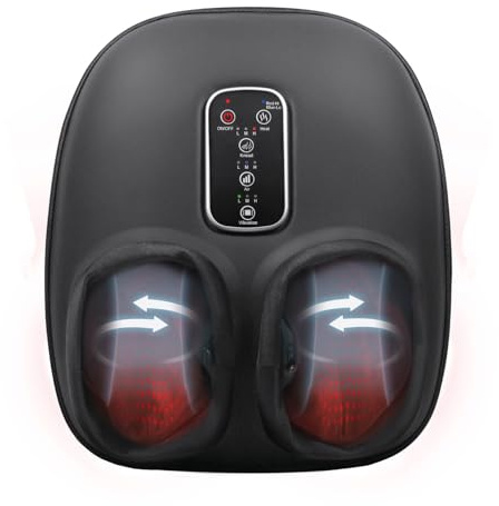 Homedics Shiatsu Foot Massager with Heat, Air Compression & Vibration, 3 Intensity Levels, Toe-Touch Controls, Removable Washable Inserts