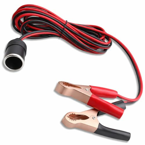 Topolenashop Adattatore Accendisigari 12V/24V con Pinze Batteria e Presa Femmina – Cavo 140 cm 16 AWG, Collegamento Rapido per Auto, Camper e Dispositivi 12V 54973