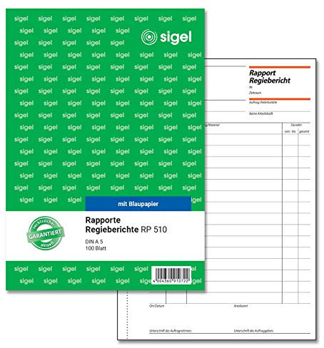 SIGEL RP510 Rapport / Regiebericht A5, 100 Blatt