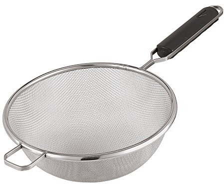 Paderno Paderno Maschensieb, Nudelsieb mit Anti-Brand-Griff, Ideal zum Abtropfen und Sieben, Edelstahlgewebe, Durchmesser 18 cm, Silber