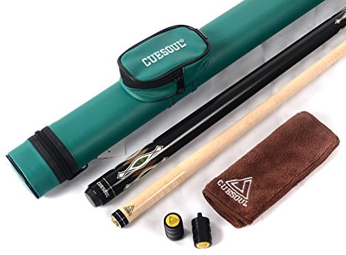 CUESOUL Premium Pool Cue 58 Inch 19oz Pool Cue Stick Billiards Set with 13mm Tip Canadian Maple Shaft Leather Wrap Case (CSBK007+CASE)