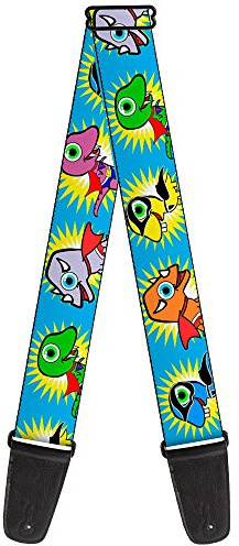 Buckle-Down Guitar Strap Dinosaur Superhero Baby Blue 2 Inches Wide (GS-W30459)