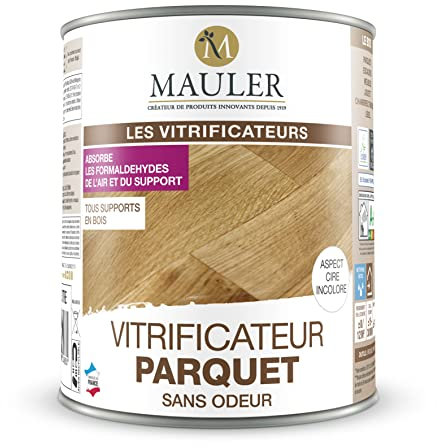 MAULER - Vitrificateur parquet & escalier incolore satiné aspect cire 1L - protection taches, rayures, usure longue durée, ecolabel et dépolluant l'air