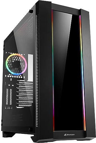 Sharkoon Elite Shark CA200G, PC-Gehäuse, ARGB, 8-Fach RGB-Steuerung, klassischer und vertikaler Grafikkarteneinbau