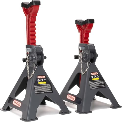 2 cavalletti di supporto 6T, 385 – 600 mm, set di cavalletti di sostegno con fusibile, cric per officina, professionale, per cambio pneumatici, per auto, camper