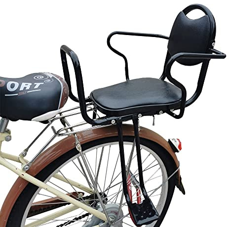 WORAMUK Rear Kid's Bike seat,Rear Child Bike seat,Rear Mount Bike seat with Armrests,Pedals and Harness for Most Adult Bike Ages 2 to 8 Years(Up to 110lb)