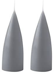 Kunstindustrien® Stumpenkerzen, Hergestellt in Dänemark, 43 Farben verfügbar, Kegel Kerze, Durchgefärbte Stumpenkerze lange Brenndauer von 15 Stunden, Kerzen Deko, 2 Stück 6,5 x 16cm (Grau)