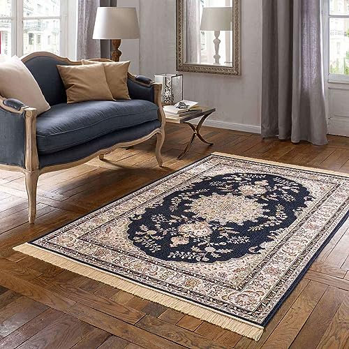 Taracarpet Teppich Palazzo Royal Ghoum blau 160x230 cm Kurzflor Orientteppich für Wohnzimmer Esszimmer und Schlafzimmer