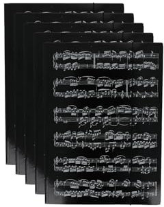5 x schwarze Sammelmappe mit weißen Notenzeilen, für DIN A4