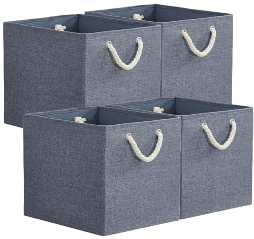 Mangata Große Aufbewahrungskörbe für Regale, Stoff-Aufbewahrungskörbe mit Baumwollseilgriffen, Heimorganisation, faltbare Körbe für die Organisation von Kleidung, Spielzeug, Kinderzimmer, 33 x 38 x 33