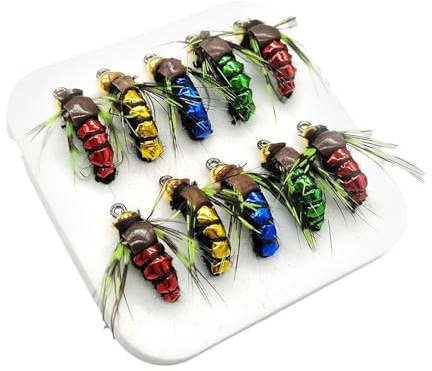 Assortiment de mouches pour truite et bar, appât de pêche à la mouche | Assortiment de mouches pour des expériences réalistes avec la mouche sèche, kit de pêche à la mouche, leurres , couleurs