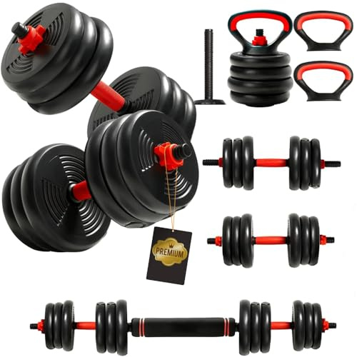 ManiBoom Kit de Pesas y Mancuernas Ajustables con Kettlebell - Pesas Ajustables para Entrenamiento Progresivo en Casa para Toda la Familia
