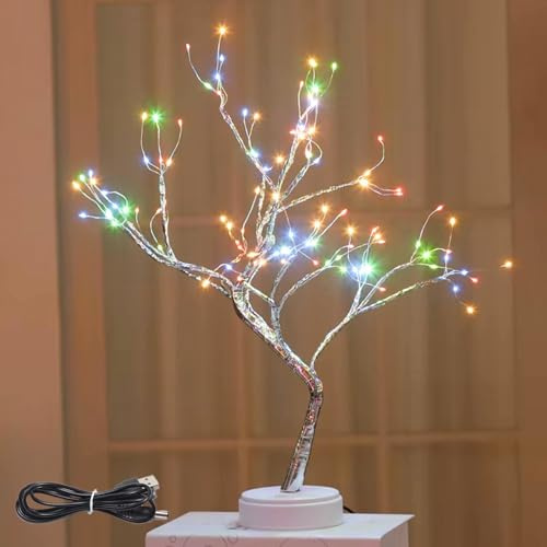 Lampada da tavolo a forma di albero delle fate, 50 cm, luce notturna a LED con rami regolabili, 108 LED USB e alimentazione a batteria, lampada decorativa per casa, camera da letto, feste, matrimoni