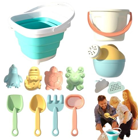 Set med sandleksaker, sandhink och spade, sandslottsleksaker, interaktiva tillbehörsverktyg för med hink, spade för gräsmatta, campingpool eller inomhus