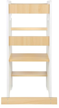 Tour d Observation Enfant avec Bandes Antidérapantes - Tour d'apprentissage en Bois réglable en Hauteur - Montessori Tabouret pour Enfants Bébé à partir du Support -90 * 42 * 40 cm-Blanc
