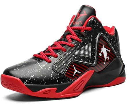Sixfox Sportschuhe Basketballschuhe rutschfeste atmungsaktive Basketballschuhe für Erwachsene 9902Schwarz-Rot44