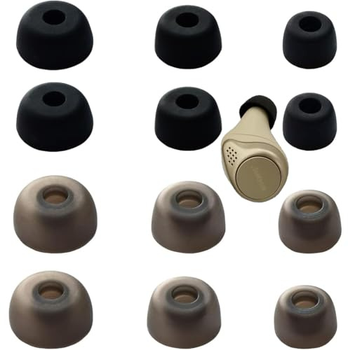 V-MOTA Silikon-Ohrstöpsel, Ersatz für Jabra Elite Serie 2/3/65t/75t/7 Pro, Active 65T ANG 75T Headsets, 2 Sets L/M/S, Schwarz (Schwarz + Grau)