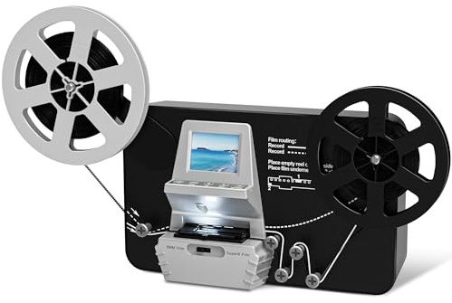 Super Scanner de Film 8/8mm Convertisseur en Rouleau Numérique (Film sur Rouleau 3, 5, 7 et 9), Numériseur Vidéo avec Ecran LCD 2.4, 1080P et Carte Mémoire SD 32Go
