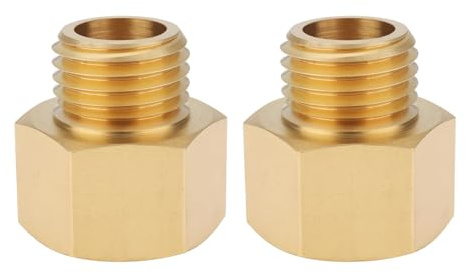 Briny River 2PCS M16 x 1.5 Female to M14 x 1.5 Male Brass Reducer Adapter for Hydraulic Pneumatic