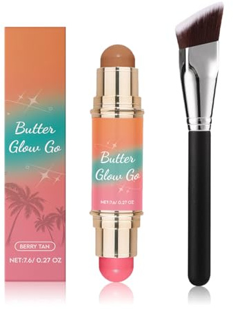 AYACZO Doppio Contour Stick,Blush Stick, 2 in 1 due Toni, Per Contouring e Come Blush, Occhi e Labbra, Con Pennello Applicatore