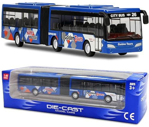 Spiritzohic Bus Car, Bus Model Car Pull Back City Cars Trucks Vehicles BusmodelCar Play Vehicles CityBuses Vehicle Die-cast City Buses Cars Model Pull Back Vehicle Gift for Birthday (Blue)
