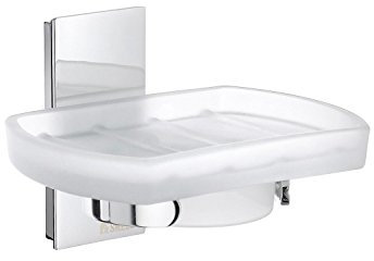 Smedbo Halter mit Glas-Seifenschale, Chrom poliert, ZK342 Pool, Silber, 9,4 x 12,3 x 13,5 cm