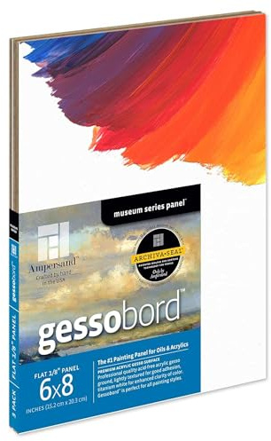 Ampersand Gessobord for Acrylic, Oil and Mixed Media, 1/8 Inch Depth, 6X8 Inch, Pack of 3 (GBS0608)