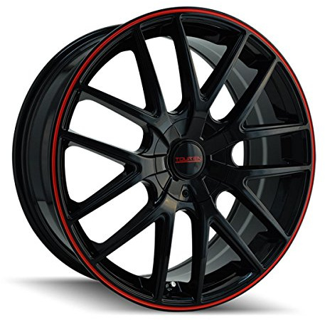 TR60 20x8.5, Bolt Pattern: 5x112/120, Offset: 40, BLACK/RED RING, set of 1