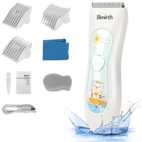 Kit Cortapelos para Niños - Recargable por USB, Sin Cordón, Cuchilla Cerámica de Seguridad y Resistente al Agua (Incluye 3 Peines)